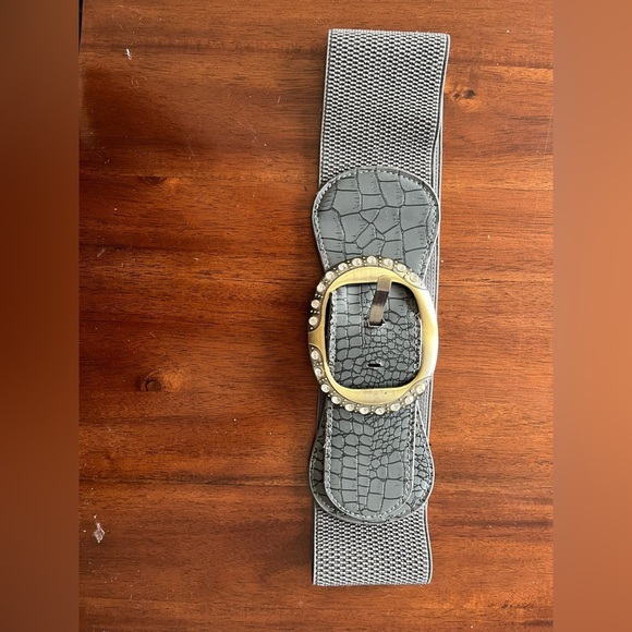 Y2K Gray Belt with Gold Buckle - Picture 3 of 6